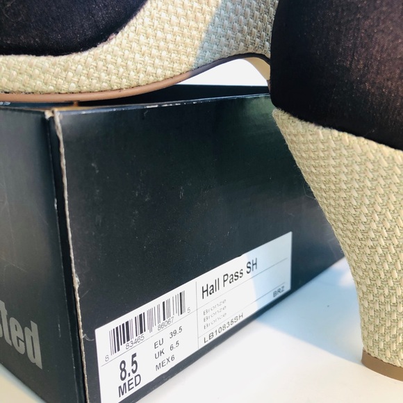 🆕 NWT Unlisted Open-Toe Wedges, in Bronze & Straw - Picture 7 of 8